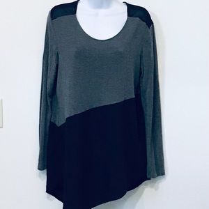 DKNYC Color Block Asymmetrical Tunic Blouse Size Medium